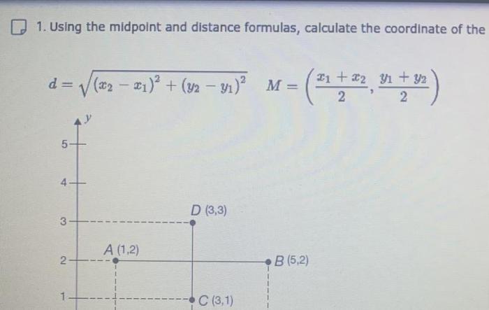 Section 1.3 using midpoint and distance formulas answer key