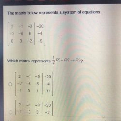 The matrix below represents a system of equations.